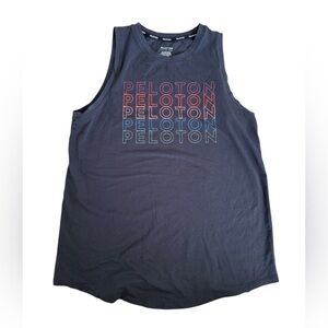 Peloton Womens Medium Activewear Muscle Tank Sleeveless Rainbow Spellout Gray